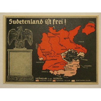 3. valtakunnan propaganda postikortti - Sudetenland on ilmainen, Sudetenland IST FREI. Espenlaub militaria